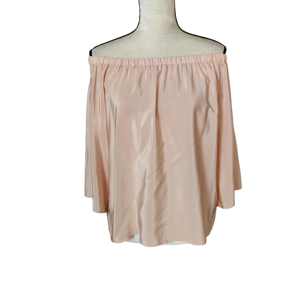 Amanda Uprichard Women's Sz M Nirvana 100% Silk Pink Off the Shoulder Top Blouse